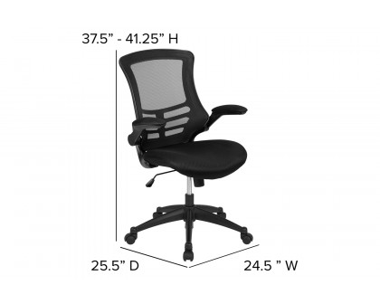 BLNK Kelista Mid-Back Mesh Swivel Ergonomic Task Office Chair with Flip-Up Arms - Black