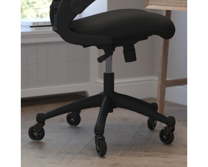 BLNK Kelista Mid-Back Mesh Swivel Ergonomic Task Office Chair with Flip-Up Arms and Transparent Roller Wheels - Black