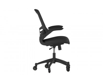 BLNK Kelista Mid-Back Mesh Swivel Ergonomic Task Office Chair with Flip-Up Arms and Transparent Roller Wheels - Black