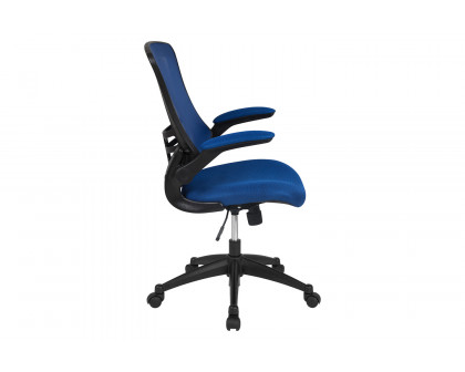 BLNK Kelista Mid-Back Mesh Swivel Ergonomic Task Office Chair with Flip-Up Arms - Blue