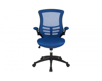 BLNK Kelista Mid-Back Mesh Swivel Ergonomic Task Office Chair with Flip-Up Arms - Blue