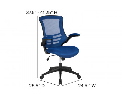 BLNK Kelista Mid-Back Mesh Swivel Ergonomic Task Office Chair with Flip-Up Arms - Blue