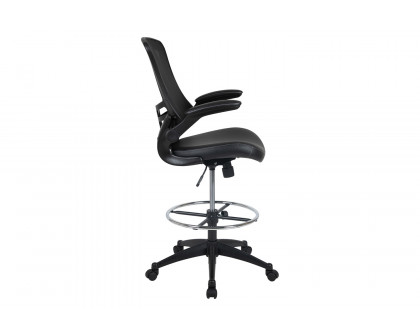 BLNK - Kelista Mid-Back Mesh Ergonomic Drafting Chair with Seat, Adjustable Foot Ring and Flip-Up Arms