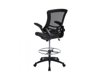 BLNK - Kelista Mid-Back Mesh Ergonomic Drafting Chair with Seat, Adjustable Foot Ring and Flip-Up Arms