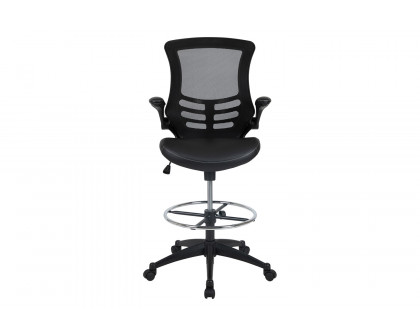 BLNK - Kelista Mid-Back Mesh Ergonomic Drafting Chair with Seat, Adjustable Foot Ring and Flip-Up Arms