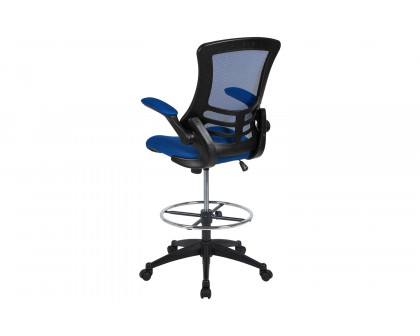 BLNK Kelista Mid-Back Mesh Ergonomic Drafting Chair with Adjustable Foot Ring and Flip-Up Arms - Blue