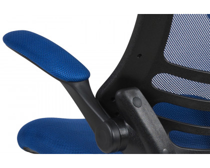 BLNK Kelista Mid-Back Mesh Ergonomic Drafting Chair with Adjustable Foot Ring and Flip-Up Arms - Blue