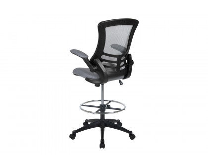 BLNK Kelista Mid-Back Mesh Ergonomic Drafting Chair with Adjustable Foot Ring and Flip-Up Arms - Dark Gray