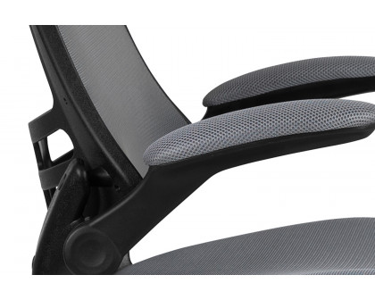 BLNK Kelista Mid-Back Mesh Ergonomic Drafting Chair with Adjustable Foot Ring and Flip-Up Arms - Dark Gray