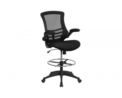 BLNK Kelista Mid-Back Mesh Ergonomic Drafting Chair with Adjustable Foot Ring and Flip-Up Arms