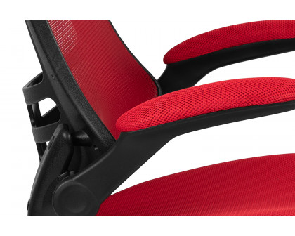 BLNK Kelista Mid-Back Mesh Ergonomic Drafting Chair with Adjustable Foot Ring and Flip-Up Arms - Red