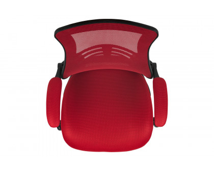 BLNK Kelista Mid-Back Mesh Ergonomic Drafting Chair with Adjustable Foot Ring and Flip-Up Arms - Red