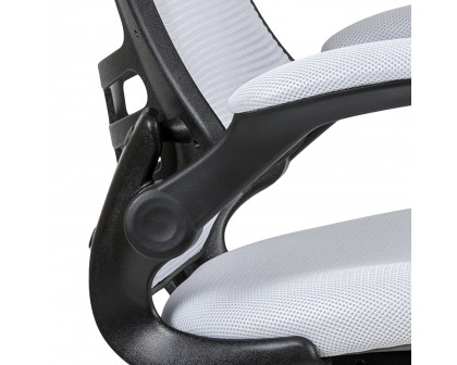 BLNK - Kelista Mid-Back White Mesh Ergonomic Drafting Chair with Adjustable Foot Ring and Flip-Up Arms