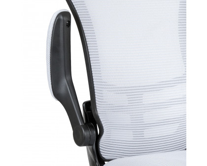 BLNK - Kelista Mid-Back White Mesh Ergonomic Drafting Chair with Adjustable Foot Ring and Flip-Up Arms