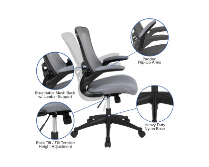 BLNK Kelista Mid-Back Mesh Swivel Ergonomic Task Office Chair with Flip-Up Arms - Dark Gray