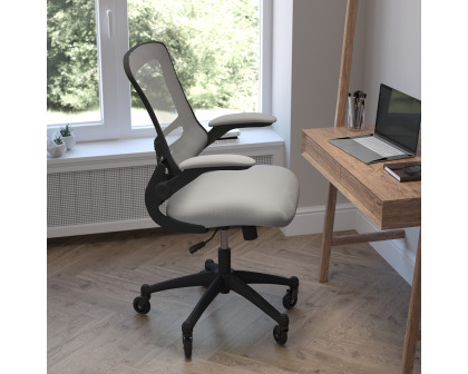 BLNK Kelista Mid-Back Mesh Swivel Ergonomic Task Office Chair with Flip-Up Arms and Transparent Roller Wheels