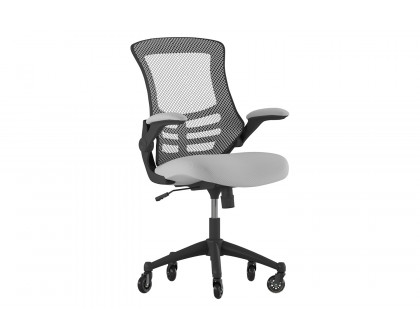 BLNK Kelista Mid-Back Mesh Swivel Ergonomic Task Office Chair with Flip-Up Arms and Transparent Roller Wheels - Dark Gray