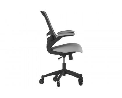 BLNK Kelista Mid-Back Mesh Swivel Ergonomic Task Office Chair with Flip-Up Arms and Transparent Roller Wheels - Dark Gray