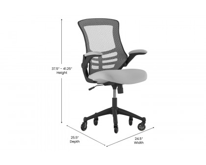 BLNK Kelista Mid-Back Mesh Swivel Ergonomic Task Office Chair with Flip-Up Arms and Transparent Roller Wheels - Dark Gray