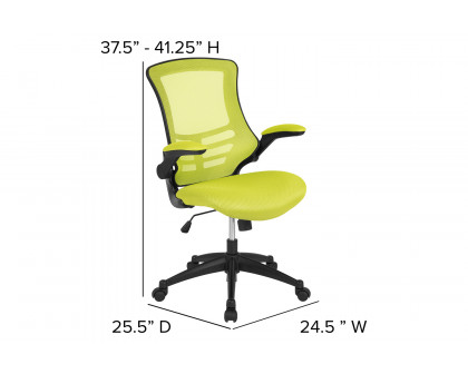 BLNK Kelista Mid-Back Mesh Swivel Ergonomic Task Office Chair with Flip-Up Arms - Green