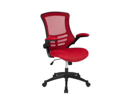 BLNK Kelista Mid-Back Mesh Swivel Ergonomic Task Office Chair with Flip-Up Arms - Red