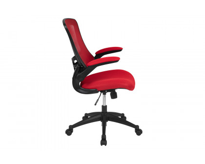 BLNK Kelista Mid-Back Mesh Swivel Ergonomic Task Office Chair with Flip-Up Arms - Red