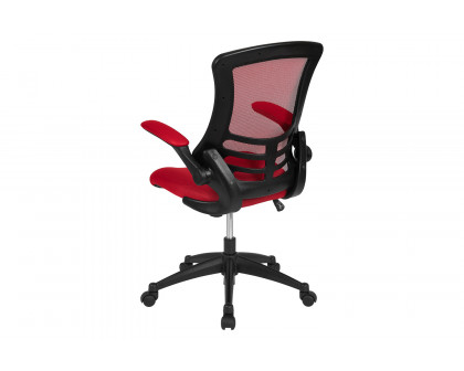 BLNK Kelista Mid-Back Mesh Swivel Ergonomic Task Office Chair with Flip-Up Arms - Red