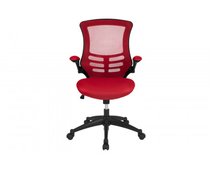 BLNK Kelista Mid-Back Mesh Swivel Ergonomic Task Office Chair with Flip-Up Arms - Red