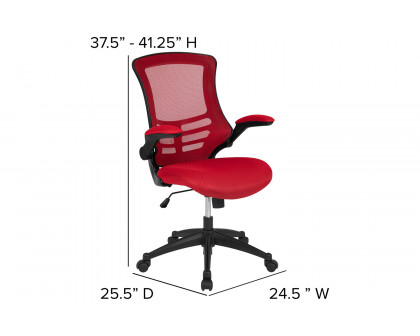 BLNK Kelista Mid-Back Mesh Swivel Ergonomic Task Office Chair with Flip-Up Arms - Red