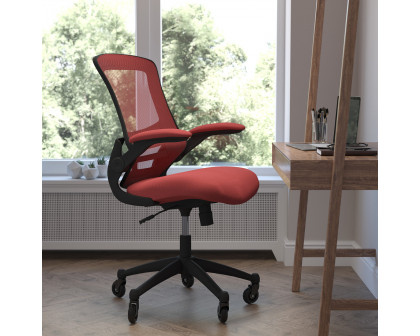 BLNK Kelista Mid-Back Mesh Swivel Ergonomic Task Office Chair with Flip-Up Arms and Transparent Roller Wheels