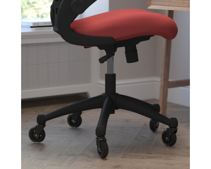 BLNK Kelista Mid-Back Mesh Swivel Ergonomic Task Office Chair with Flip-Up Arms and Transparent Roller Wheels - Red