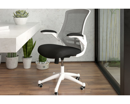 BLNK Kelista Mid-Back Mesh Swivel Ergonomic Task Office Chair with White Frame and Flip-Up Arms