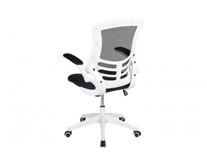 BLNK Kelista Mid-Back Mesh Swivel Ergonomic Task Office Chair with White Frame and Flip-Up Arms - Black