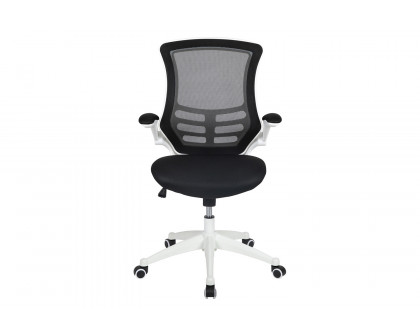 BLNK Kelista Mid-Back Mesh Swivel Ergonomic Task Office Chair with White Frame and Flip-Up Arms - Black