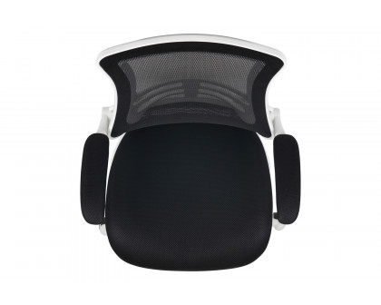 BLNK Kelista Mid-Back Mesh Swivel Ergonomic Task Office Chair with White Frame and Flip-Up Arms - Black