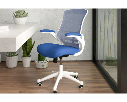 BLNK Kelista Mid-Back Mesh Swivel Ergonomic Task Office Chair with White Frame and Flip-Up Arms