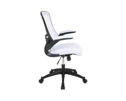 BLNK Kelista Mid-Back Mesh Swivel Ergonomic Task Office Chair with Flip-Up Arms - White