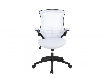 BLNK Kelista Mid-Back Mesh Swivel Ergonomic Task Office Chair with Flip-Up Arms - White