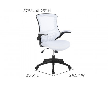 BLNK Kelista Mid-Back Mesh Swivel Ergonomic Task Office Chair with Flip-Up Arms - White