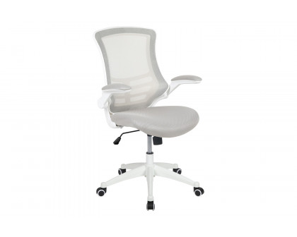 BLNK Kelista Mid-Back Mesh Swivel Ergonomic Task Office Chair with White Frame and Flip-Up Arms