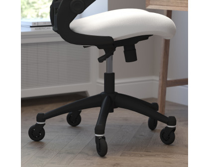 BLNK Kelista Mid-Back Mesh Swivel Ergonomic Task Office Chair with Flip-Up Arms and Transparent Roller Wheels - White