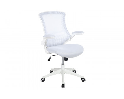 BLNK Kelista Mid-Back Mesh Swivel Ergonomic Task Office Chair with White Frame and Flip-Up Arms - White