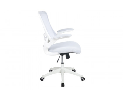 BLNK Kelista Mid-Back Mesh Swivel Ergonomic Task Office Chair with White Frame and Flip-Up Arms - White