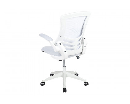 BLNK Kelista Mid-Back Mesh Swivel Ergonomic Task Office Chair with White Frame and Flip-Up Arms - White