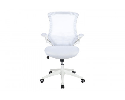 BLNK Kelista Mid-Back Mesh Swivel Ergonomic Task Office Chair with White Frame and Flip-Up Arms - White