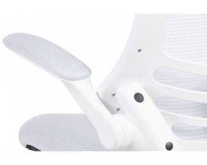 BLNK Kelista Mid-Back Mesh Swivel Ergonomic Task Office Chair with White Frame and Flip-Up Arms - White