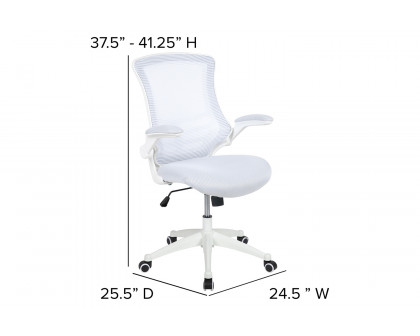 BLNK Kelista Mid-Back Mesh Swivel Ergonomic Task Office Chair with White Frame and Flip-Up Arms - White