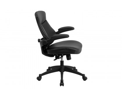 BLNK - Kale LeatherSoft Mid-Back Executive Swivel Ergonomic Office Chair with Back Angle Adjustment and Flip-Up Arms