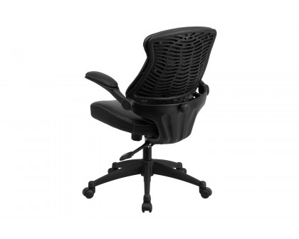 BLNK - Kale LeatherSoft Mid-Back Executive Swivel Ergonomic Office Chair with Back Angle Adjustment and Flip-Up Arms