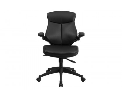 BLNK - Kale LeatherSoft Mid-Back Executive Swivel Ergonomic Office Chair with Back Angle Adjustment and Flip-Up Arms